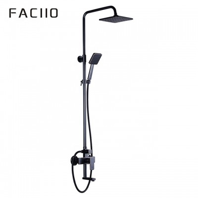 FACIIO Bathroom Brass Shower Faucets Black Rainfall Bath Tap Bath Mixer Cold and Hot Shower Faucet with Mixer