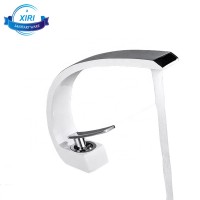 Nordic Style Brass White Bathroom Sink Mixer Taps Deck Mount Single Hole Basin Faucets WF609