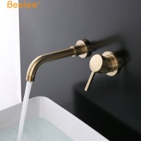 Beelee Wall Mounted Basin Mixer Brushed Gold Concealed Basin Faucet