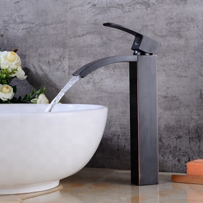 Waterfall Square Brass Basin Faucet Mixer Tap ,bathroom faucet long neck waterfall square basin faucet