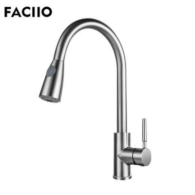 FACIIO  kitchen room spray out 304 stainless steel sink mixer brushed nickle flexible sus304 faucet